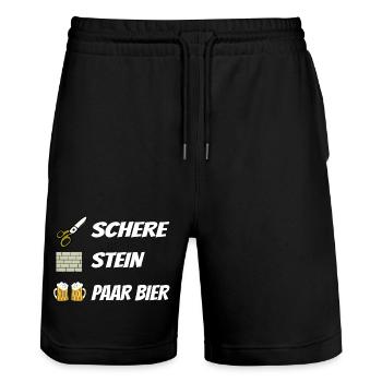 Schere , Stein, Paar Bier - Stanley/Stella Unisex Bio Joggingshorts Trainer  - Schwarz - Vorne - Nik (191cm) & Marisol (170cm)