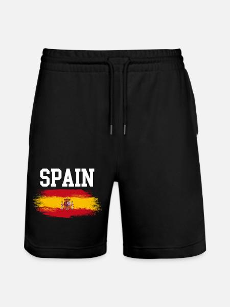 Spain Flag Brush Streaks - Stanley/Stella Trainer Unisex Organic Jogging Shorts - black