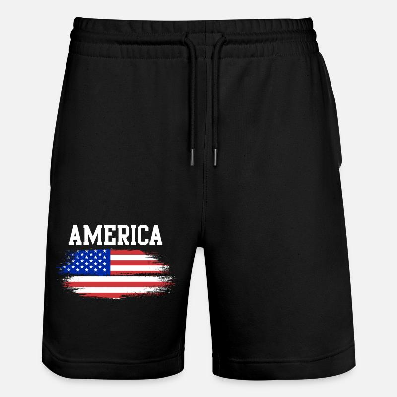 Flaggenbrush Americana - Stanley/Stella Unisex Bio Joggingshorts Trainer  - Schwarz