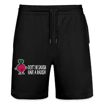 Seien Sie nicht traurig, haben Sie einen lustigen Rettich-Ernährungsberater - Stanley/Stella Unisex Bio Joggingshorts Trainer  - Schwarz - Vorne - Nik (191cm) & Marisol (170cm)