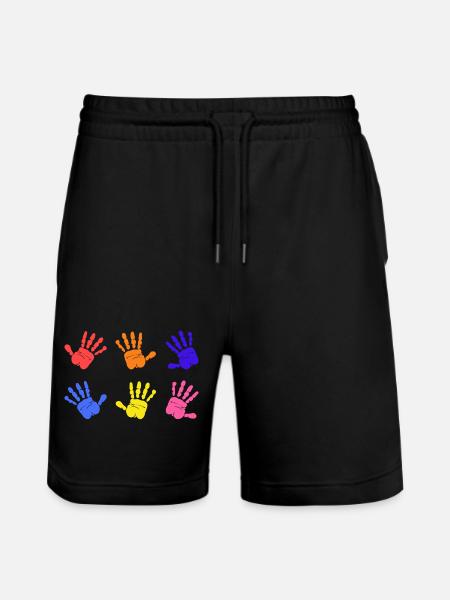 Autism Handprints - Stanley/Stella Trainer Unisex Organic Jogging Shorts - black