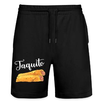 Taco Taquito Match - Stanley/Stella Trainer Unisex Organic Jogging Shorts - black - Front - Nik (191cm) & Marisol (170cm)