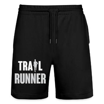 Trail Runner - Stanley/Stella Trainer Unisex Organic Jogging Shorts - black - Front - Nik (191cm) & Marisol (170cm)