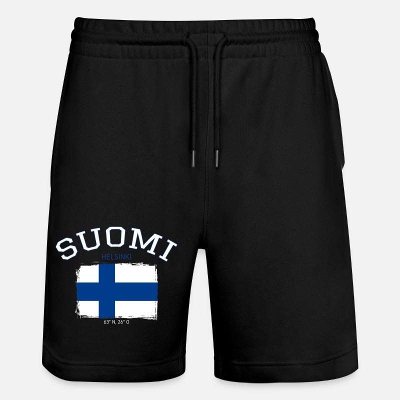 Finland flag with Helsinki reference - Stanley/Stella Trainer Unisex Organic Jogging Shorts - black