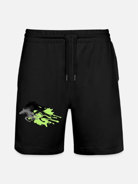 pferde - hengst - stute - fohlen - Stanley/Stella Unisex Bio Joggingshorts Trainer  - Schwarz