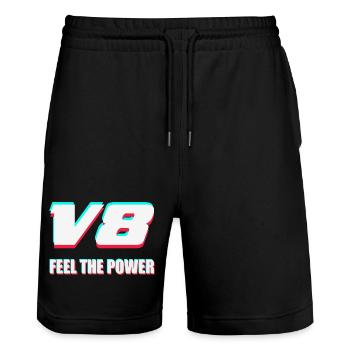V8 - Short de jogging bio TRAINER Stanley/Stella unisexe - noir - Devant - Nik (191cm) & Marisol (170cm)
