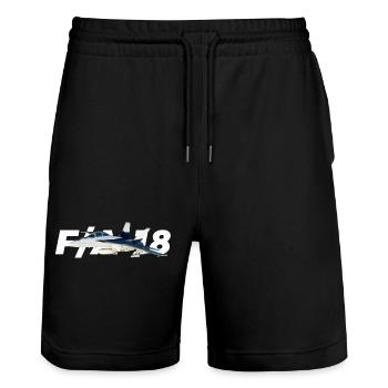 F / A-18 Super Hornet | F 18 | F18 | F / A18 | Hornisse - Stanley/Stella Unisex Bio Joggingshorts Trainer  - Schwarz - Vorne - Nik (191cm) & Marisol (170cm)
