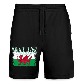 Wales - Stanley/Stella Unisex Bio Joggingshorts Trainer  - Schwarz - Vorne - Nik (191cm) & Marisol (170cm)