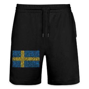 Schweden Flagge - Stanley/Stella Unisex Bio Joggingshorts Trainer  - Schwarz - Vorne - Nik (191cm) & Marisol (170cm)