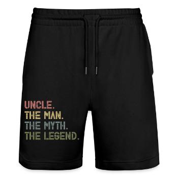 Uncle The Man The Myth The Legend Shirt Uncle Gift - Stanley/Stella Unisex Bio Joggingshorts Trainer  - Schwarz - Vorne - Nik (191cm) & Marisol (170cm)