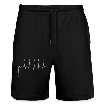 Neon N on Heartbeat - Stanley/Stella Trainer Unisex Organic Jogging Shorts - black - Front - Nik (191cm) & Marisol (170cm)