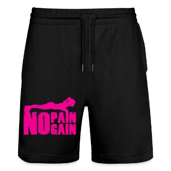 No Pain No Gain Krafttraining Silhouette - Stanley/Stella Unisex Bio Joggingshorts Trainer  - Schwarz - Vorne - Nik (191cm) & Marisol (170cm)