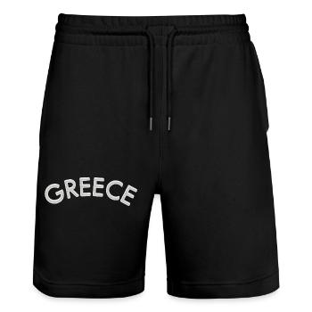 Conception de la police courbe Greece - Short de jogging bio TRAINER Stanley/Stella unisexe - noir - Devant - Nik (191cm) & Marisol (170cm)