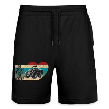 Big Boys Retro - Stanley/Stella Trainer Unisex Organic Jogging Shorts - black - Front - Nik (191cm) & Marisol (170cm)