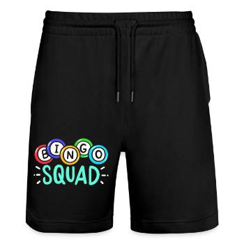 Jeu Bingo Sqad - Short de jogging bio TRAINER Stanley/Stella unisexe - noir - Devant - Nik (191cm) & Marisol (170cm)