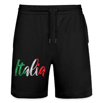 Italia Ribbon Flag Colors - Stanley/Stella Trainer Unisex Organic Jogging Shorts - black - Front - Nik (191cm) & Marisol (170cm)