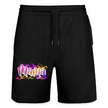 Mama - Stanley/Stella Unisex Bio Joggingshorts Trainer  - Schwarz - Vorne - Nik (191cm) & Marisol (170cm)