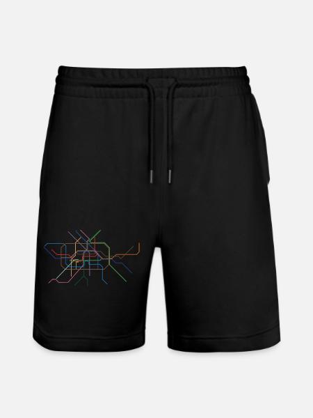 Abstract Minutine Section Line Art - Stanley/Stella Trainer Unisex Organic Jogging Shorts - black