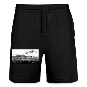 ALPSTEIN - Da bin ich geboren - Schweiz - Stanley/Stella Unisex Bio Joggingshorts Trainer  - Schwarz - Vorne - Nik (191cm) & Marisol (170cm)