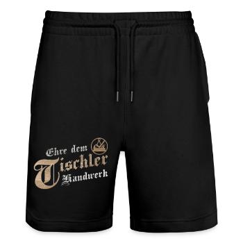 Ehre dem Handwerk Tischler Zunftzeichen - Stanley/Stella Unisex Bio Joggingshorts Trainer  - Schwarz - Vorne - Nik (191cm) & Marisol (170cm)