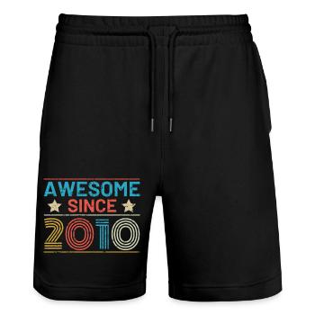 Awesome seit 2010 - Stanley/Stella Unisex Bio Joggingshorts Trainer  - Schwarz - Vorne - Nik (191cm) & Marisol (170cm)