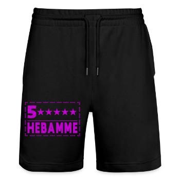 5-Sterne Hebamme – Vertrauen & Qualität - Stanley/Stella Unisex Bio Joggingshorts Trainer  - Schwarz - Vorne - Nik (191cm) & Marisol (170cm)