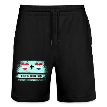 Austria and Netherlands 100% Ingenious / Gift - Stanley/Stella Trainer Unisex Organic Jogging Shorts - black - Front - Nik (191cm) & Marisol (170cm)