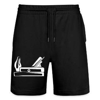 Hobel Werkzeug Tischler Schreiner Symbol Logo icon - Stanley/Stella Unisex Bio Joggingshorts Trainer  - Schwarz - Vorne - Nik (191cm) & Marisol (170cm)