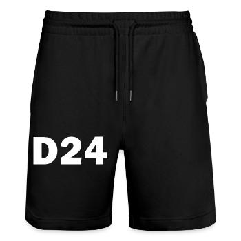 D24 - Short de jogging bio TRAINER Stanley/Stella unisexe - noir - Devant - Nik (191cm) & Marisol (170cm)