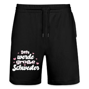 Liebevolle Schwester Botschaft - Stanley/Stella Unisex Bio Joggingshorts Trainer  - Schwarz - Vorne - Nik (191cm) & Marisol (170cm)