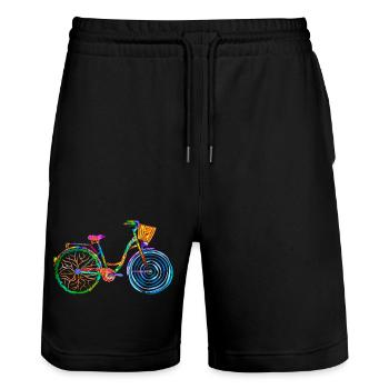 vélo coloré, vélo pour femme, colors bike, ladies bike - Short de jogging bio TRAINER Stanley/Stella unisexe - noir - Devant - Nik (191cm) & Marisol (170cm)