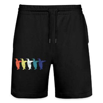 Pinguin Pinguine - Stanley/Stella Unisex Bio Joggingshorts Trainer  - Schwarz - Vorne - Nik (191cm) & Marisol (170cm)