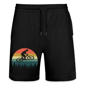 Mountain Bike MTB Bicycle Retro Vintage Mountains Biker - Stanley/Stella Trainer Unisex Organic Jogging Shorts - black - Front - Nik (191cm) & Marisol (170cm)