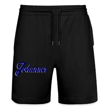 Nom Johannes Personnalisation - Short de jogging bio TRAINER Stanley/Stella unisexe - noir - Devant - Nik (191cm) & Marisol (170cm)