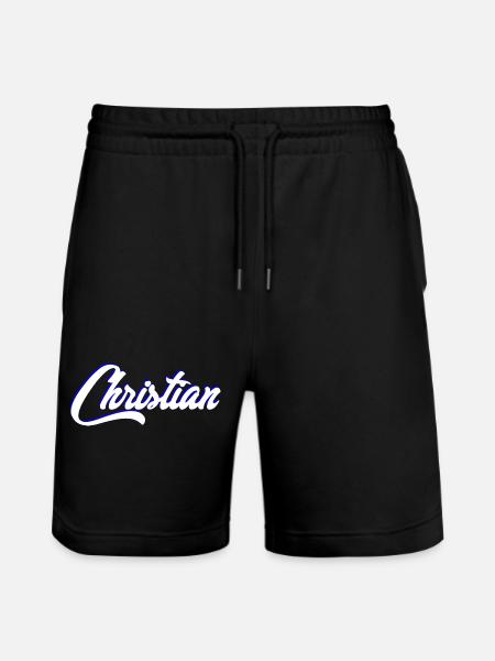 Personalized Christian Name Lettering - Stanley/Stella Trainer Unisex Organic Jogging Shorts - black