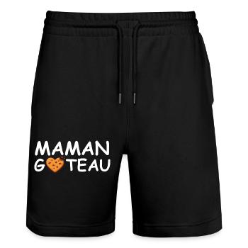 Maman Gateau - Cadeau maman - Short de jogging bio TRAINER Stanley/Stella unisexe - noir - Devant - Nik (191cm) & Marisol (170cm)