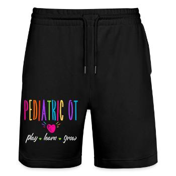 Occupational therapy - Stanley/Stella Trainer Unisex Organic Jogging Shorts - black - Front - Nik (191cm) & Marisol (170cm)