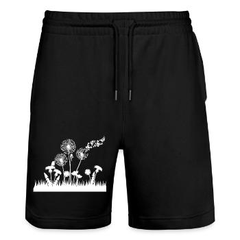 Dandelions silhouette on grass - Stanley/Stella Trainer Unisex Organic Jogging Shorts - black - Front - Nik (191cm) & Marisol (170cm)