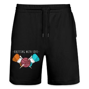 Knitting With Love – Garn- und Nadelkunst - Stanley/Stella Unisex Bio Joggingshorts Trainer  - Schwarz - Vorne - Nik (191cm) & Marisol (170cm)