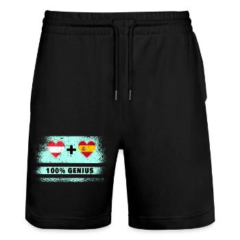 Austria and Spain 100% Ingenious / Gift - Stanley/Stella Trainer Unisex Organic Jogging Shorts - black - Front - Nik (191cm) & Marisol (170cm)