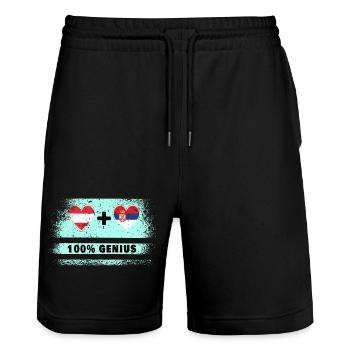 Austria and Serbia 100% Ingenious / Gift - Stanley/Stella Trainer Unisex Organic Jogging Shorts - black - Front - Nik (191cm) & Marisol (170cm)