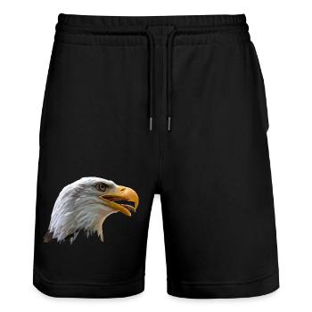 bald eagle - Stanley/Stella Trainer Unisex Organic Jogging Shorts - black - Front - Nik (191cm) & Marisol (170cm)