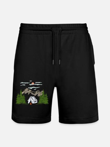 Camping Camping Mountain Motif Gift Idea - Stanley/Stella Trainer Unisex Organic Jogging Shorts - black