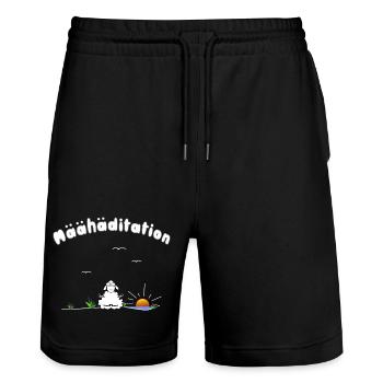 Meditation - Stanley/Stella Unisex Bio Joggingshorts Trainer  - Schwarz - Vorne - Nik (191cm) & Marisol (170cm)