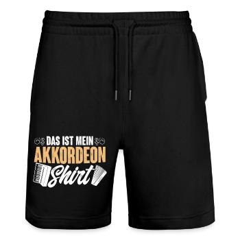 Akkordeon - Stanley/Stella Unisex Bio Joggingshorts Trainer  - Schwarz - Vorne - Nik (191cm) & Marisol (170cm)