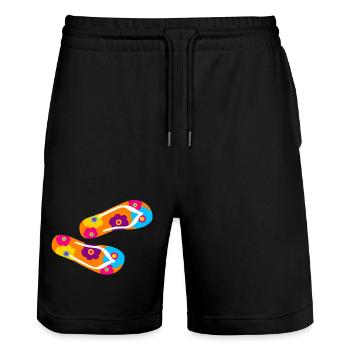Flip Flops Latschen Blume Flower Power Blüten bunt - Stanley/Stella Unisex Bio Joggingshorts Trainer  - Schwarz - Vorne - Nik (191cm) & Marisol (170cm)