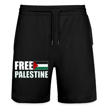 Free Palestine - Short de jogging bio TRAINER Stanley/Stella unisexe - noir - Devant - Nik (191cm) & Marisol (170cm)