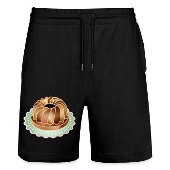 The popular Gugelhupf in retro look for baking fans - Stanley/Stella Trainer Unisex Organic Jogging Shorts - black - Front - Nik (191cm) & Marisol (170cm)