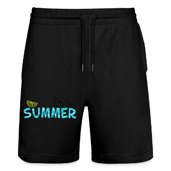 Genieße den Sommer - Limette cool Sommer Geschenk - Stanley/Stella Unisex Bio Joggingshorts Trainer  - Schwarz - Vorne - Nik (191cm) & Marisol (170cm)