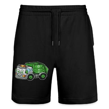 Garbage collection garbage truck - Stanley/Stella Trainer Unisex Organic Jogging Shorts - black - Front - Nik (191cm) & Marisol (170cm)